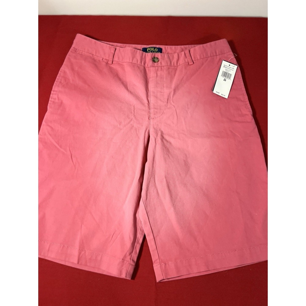Polo Ralph Lauren Women's Short Size 20 Pink Salmon Flat Front Chino Cotton NWT - Picture 2 of 10